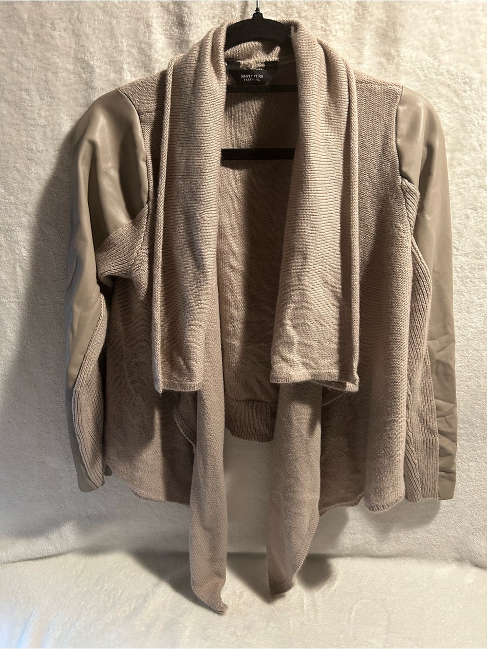Simply Vera Vera Wang Neutral Taupe Knit Cardigan